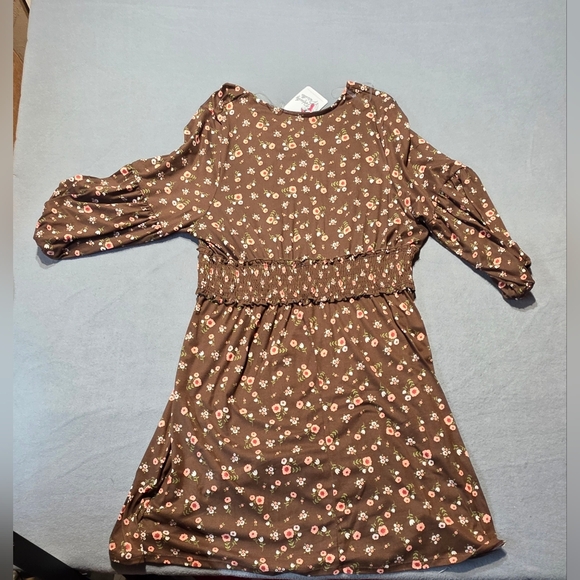NWT Perfectly Priscilla Elegant Brown Floral Long Sleeve Dress PTP 23 Length 35 - Picture 3 of 7